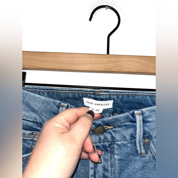 GOOD AMERICAN High Rise Blue Jeans Size 25/0 - Picture 2 of 10